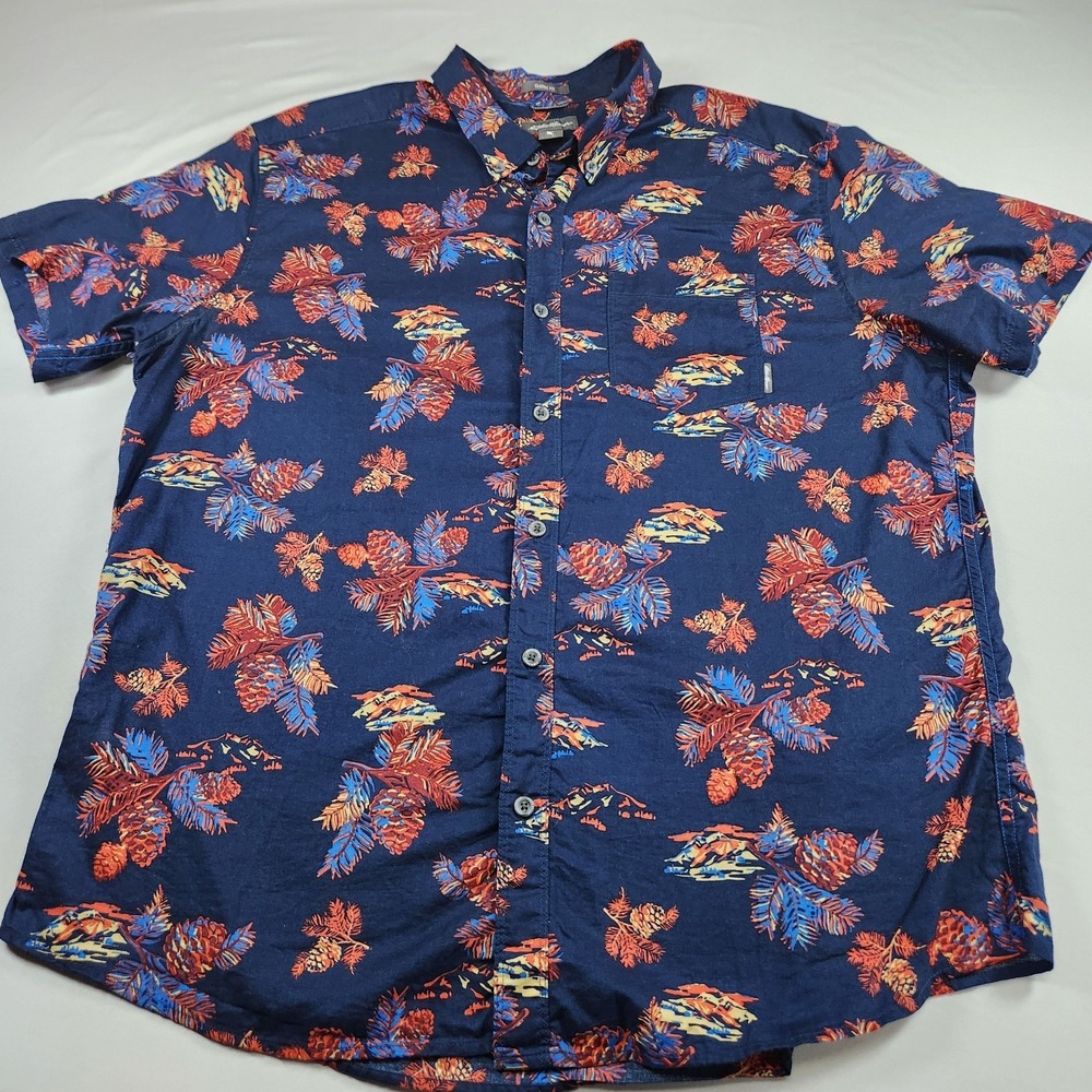 Eddie Bauer Shirt Mens Holiday Floral Hawaiian Camp Button Down XL